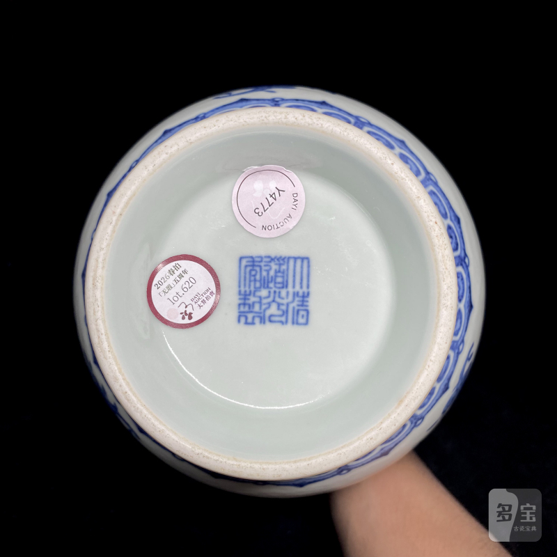 清道光 青花折枝花果纹蒜头瓶 - 图13